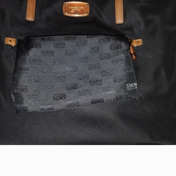 Michael Kors Black and Tan Structured Tote with Gold Hardware - Picture 16 of 16